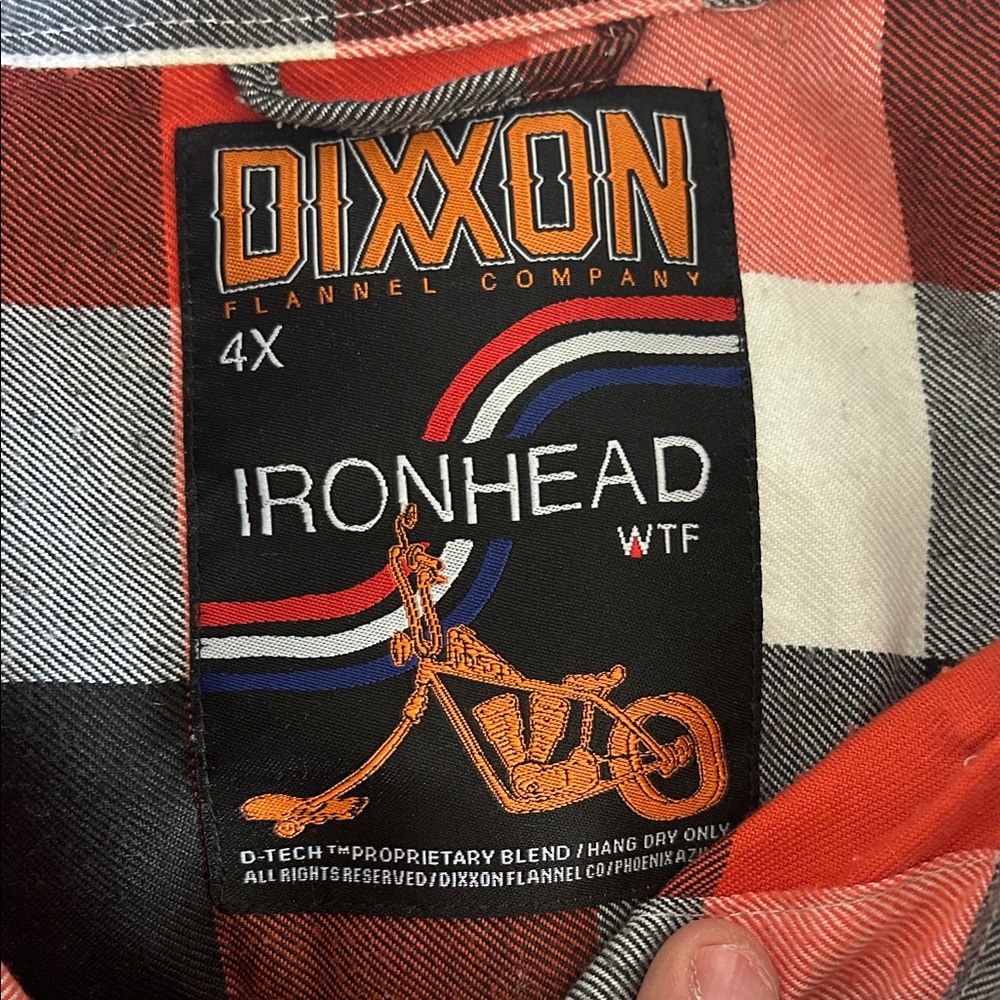 DIXXON bright Orange, Red and Black Plaid Casual Button Down Shirt - Picture 2 of 4